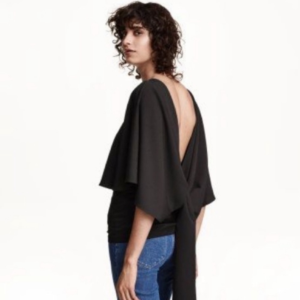 New H&M high open back blouse